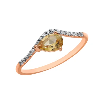 

Gold ring with cubic zirconia and citrine sunlight sample 585 test