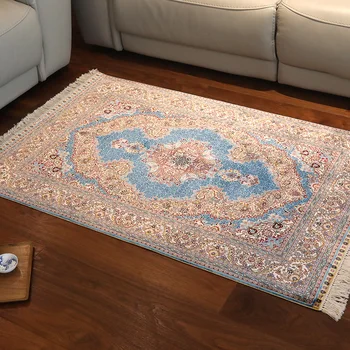 

FangcunJinXiu 3x4.5ft Blue Flower Pattern Living Room Bedroom Rug Hand Woven Silk Rug FC3010034