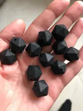 Bopoobo-mordedor de cuentas para bebé, silicona polígono, 14mm, ecológico, sin BPA, cadena de chupete para dentición de bebé, producto para bebé, 10 Uds.