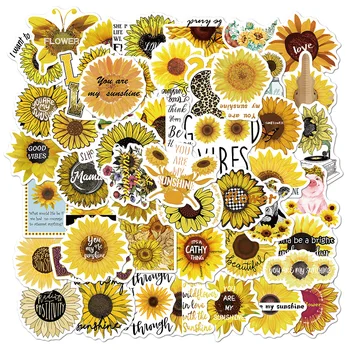 

50pcs Ins Sunflower Stickers You Are My Sunshine Waterproof Vinyl Decals Laptop Skateboard Guitar Bike Decor Gift for Teen Girls
