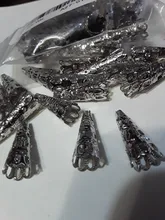 50 unids/lote Aleación de rodio Bugle cono grano tapas de cristal de dije de péndulo tapa final para la fabricación de la joyería DIY suministros hallazgos