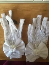 Perla de imitación de encaje blanco guantes de rejilla niñas