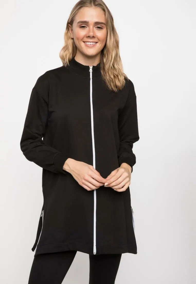 

DeFacto Women Casual Turtleneck Coat Zipper Pure Color Female Autumn Thin Simple Long Coat New-J8521AZ18AU