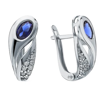 

Silver earrings with cubic zirconia and nanosaphires sunlight sample 925