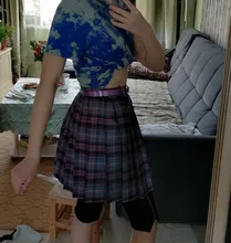 QRWR-minifaldas plisadas para mujer, faldas de cintura alta, estilo coreano japonés, a cuadros, para verano, 2021