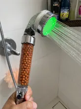 Shower-Head Temperature-Control Pressurized Water-Saving Handheld Anion Big LED Colorful