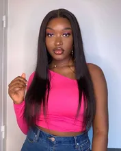 Cara de póquer 28 30 40 pulgadas recto 13x4 frente de encaje pelucas de cabello humano Pre arrancado brasileño encaje Frontal pelucas para mujeres negras Remy