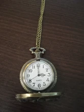 Holow-reloj de bolsillo de cuarzo para hombre y mujer, cronógrafo Retro de bronce, con cadena, colgante, clásico