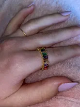 Hot Sale Thin Baguette Rainbow CZ Gold Ring For Women Fashion Engagement Wedding Band