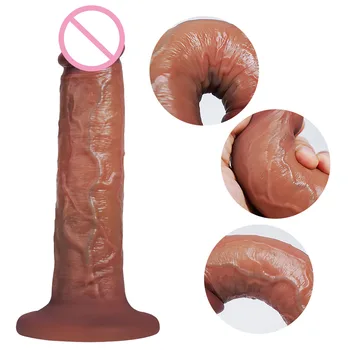 Sex toys Skin Feeling Realistic Penis Soft Penis Sex Intimate Toys Double-layer Silicone Suction Cup dildos for Women's dildo 4