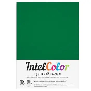 

Color cardboard, dark green, A4 format, 10 sheets