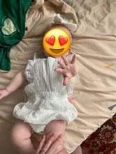 Citgeett-ropa a juego de verano para Hermanas, Pelele de encaje de Manga mariposa + diadema, conjunto de 2 piezas, vestido blanco de encaje