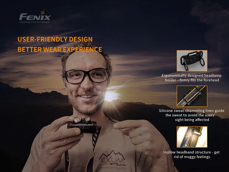 Fenix HM65R Cree светодиоды 1400 люмен USB Перезаряжаемый налобный фонарь