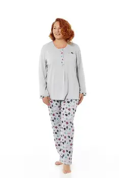 

Mabel intimate pajamas woman long sleeve gray Color & pant gray print undershirt Stars. Sizes Great