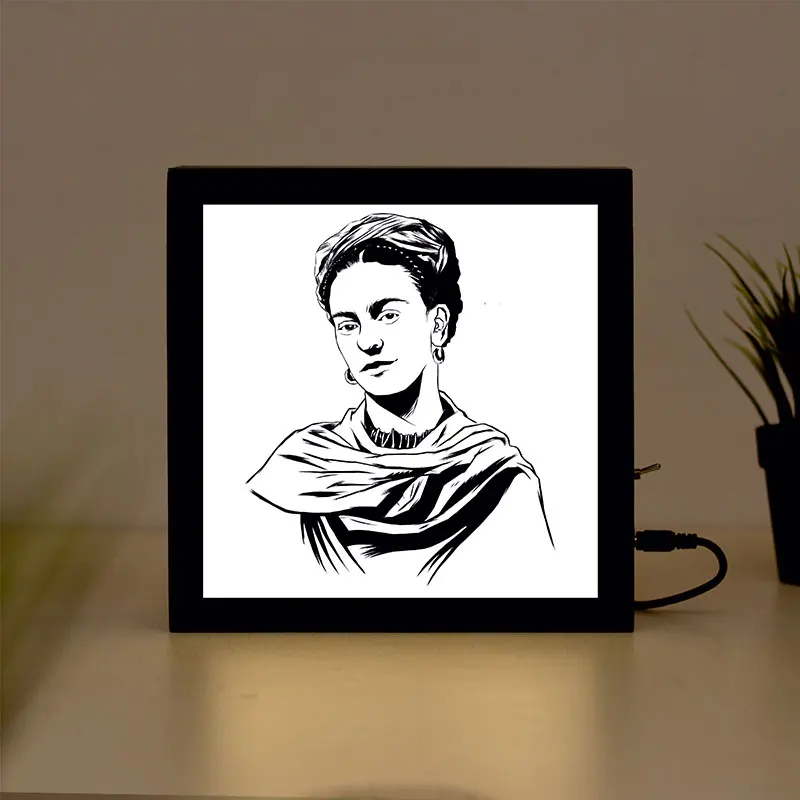 

frida kahlo Handcrafted Wooden Light Box Sign for Home, Restaurant, Coffee Shop Business Signage