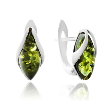 

Silver earrings with amber sunlight sample 925