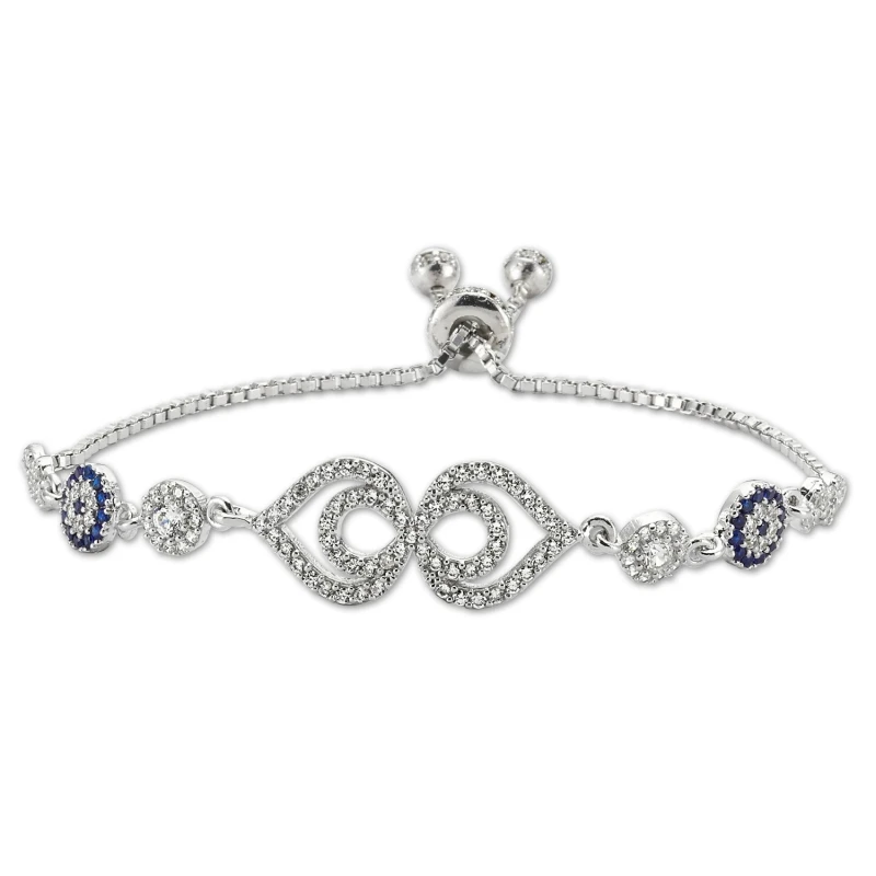 

Silver 925 Sterling Zircon Cubic Zirconia Society Eye Elevator Bracelet