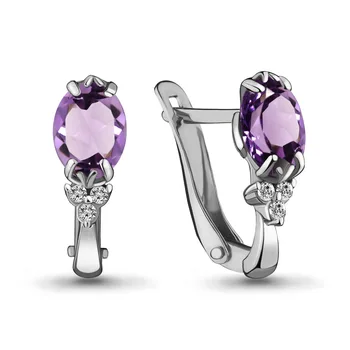 

Earrings made of silver with amethyst and cubic zirconia