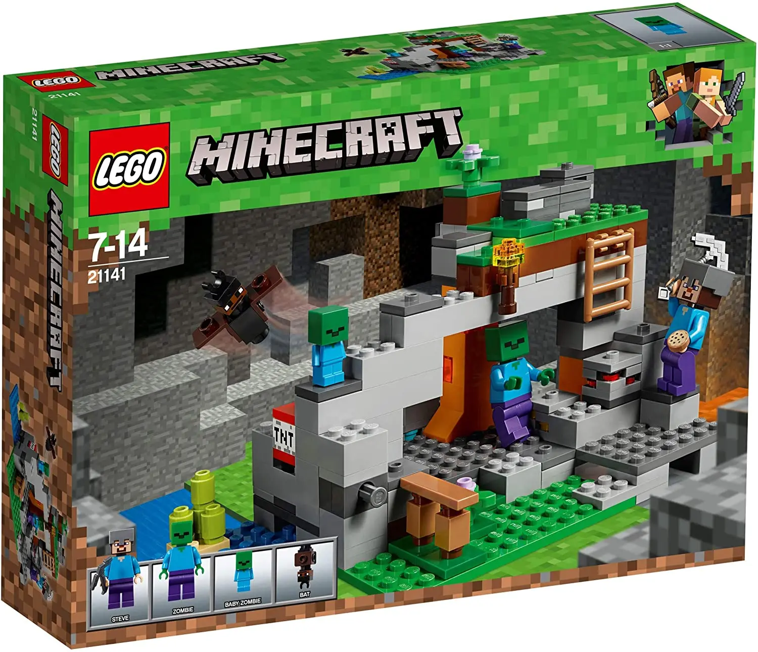 LEGO®-Minecraft Zombie Cave (241 шт.) lego minecraft steve bat baby zombie helmet tnt учебное пособие blok | Игрушки и