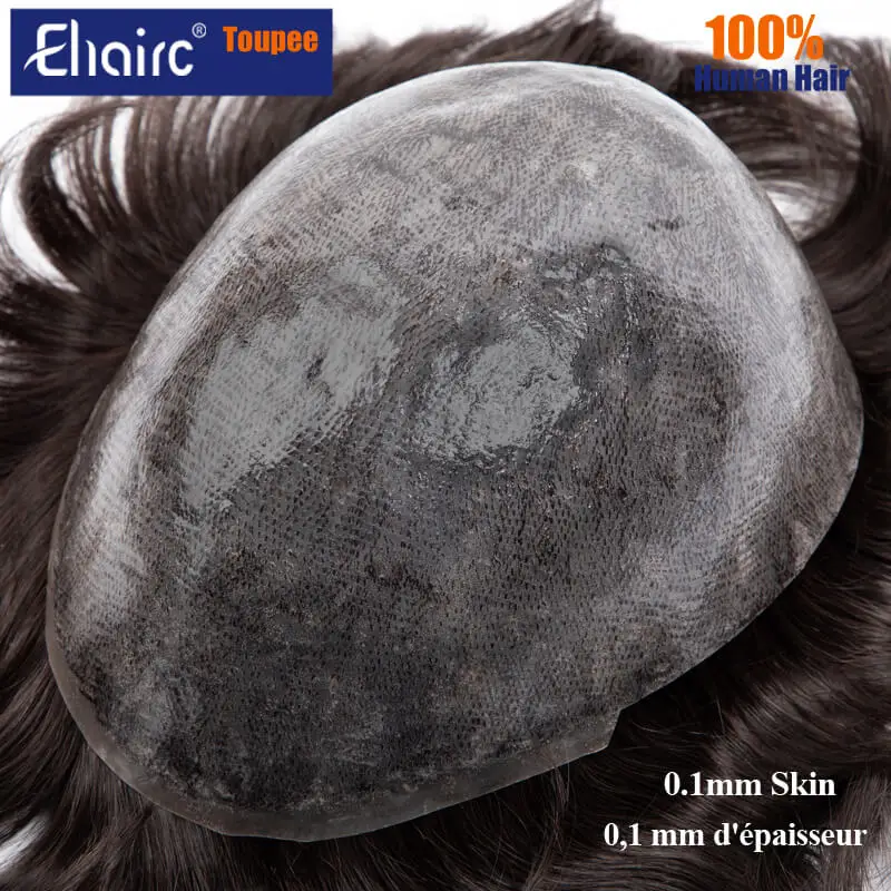 Male Hair Prosthesis 0.1mm Injection Skin Men's Wig Durable Wigs For Men 100% Human Male Hair Prosthesis 6" Toupees for Men