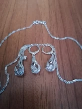 925 de plata esterlina clásico gota joyería de circonia cúbica establece para las mujeres Mis COLLAR COLGANTE collana pendientes Mujer Anel