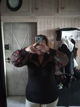 Patchwork Blouse Top Mesh Lace Blusas Long-Sleeve Transparent ZANZEA Sexy Plus-Size Summer