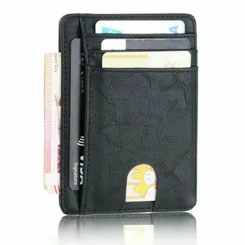 

High quality PU leather card wallet slim RFID leather integrated lock men women RFID 2020