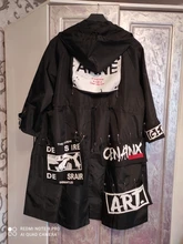 Coat Hoodie Streetwear Black Trench Female Long-Print XITAO Plus-Size Women Spliced Casual