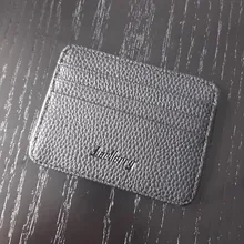 Cartera minimalista delgada de cuero PU, tarjetero pequeño de piel sintética, Tarjetero con ranura múltiple, Color caramelo