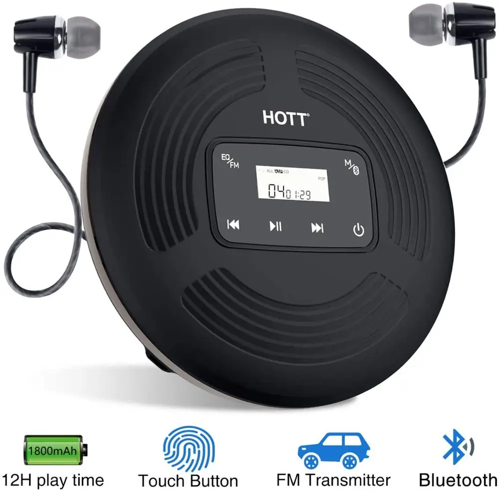 HOTT CD Rechargeable Bluetooth Portable CD Player