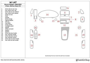 

Interior trim for Acura Integra 1994-2001. Set L47.