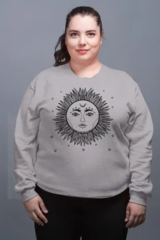 

Angemiel Wear Moon Tattoo Sun Gray Female Sweatshirt