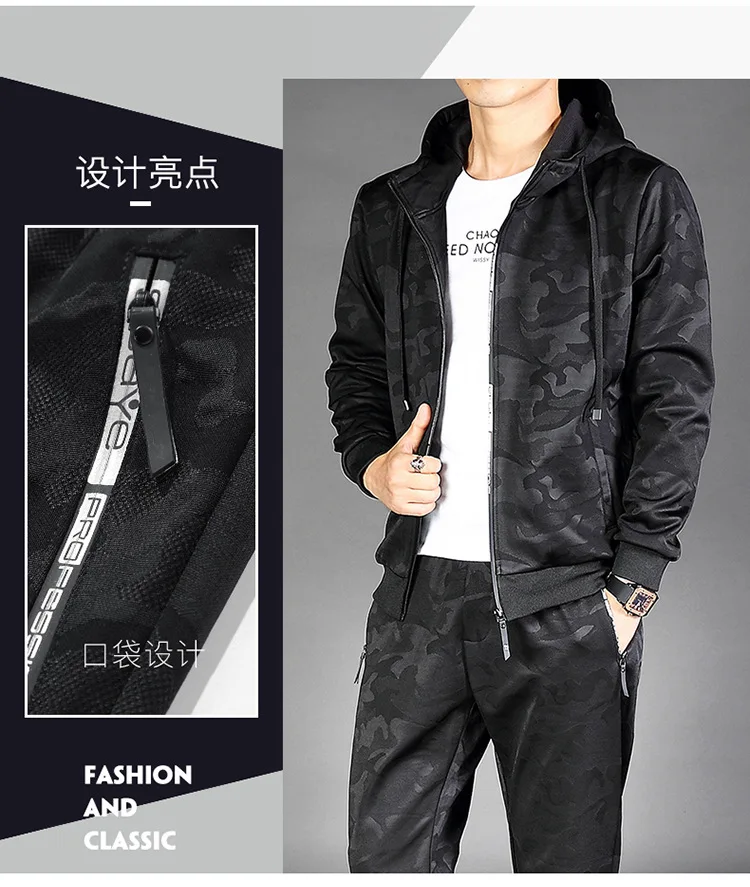 Cena 2019 moda jesień projekt męska zestaw zwykłej odzieży drukowane odzież z kapturem zestaw dla mężczyzn 2 kolory rozmiar L do 4XL J9541 529T A