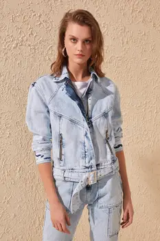 

Trendyol Arched Biker Denim Jacket TWOSS20CE0034