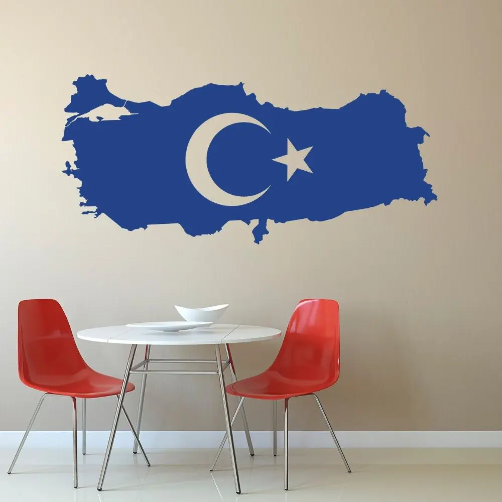 Turkey Flag Map Wall Art Decal Flag Vinyl Sticker Home And School Decoration Removable A003209