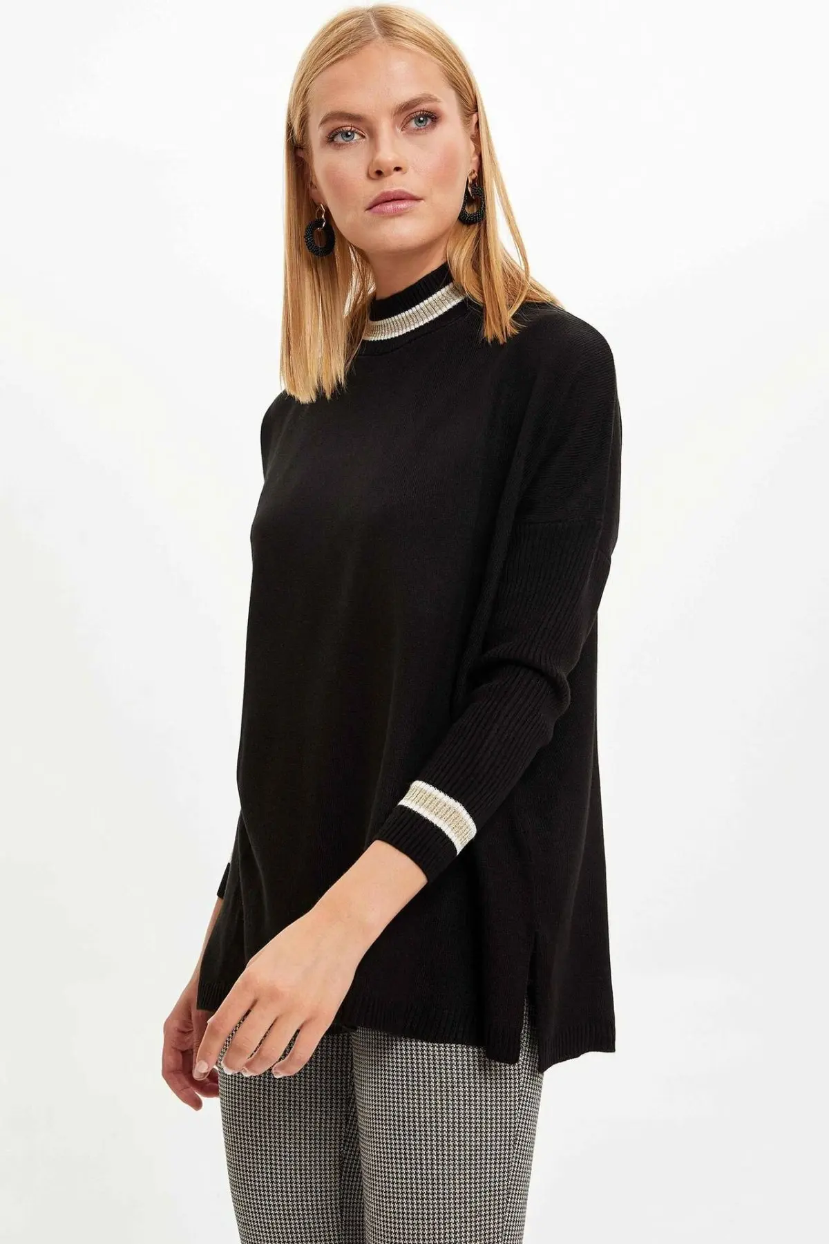 Дефакто женская мода водолазка топы Повседневная Свободная удобная одежда