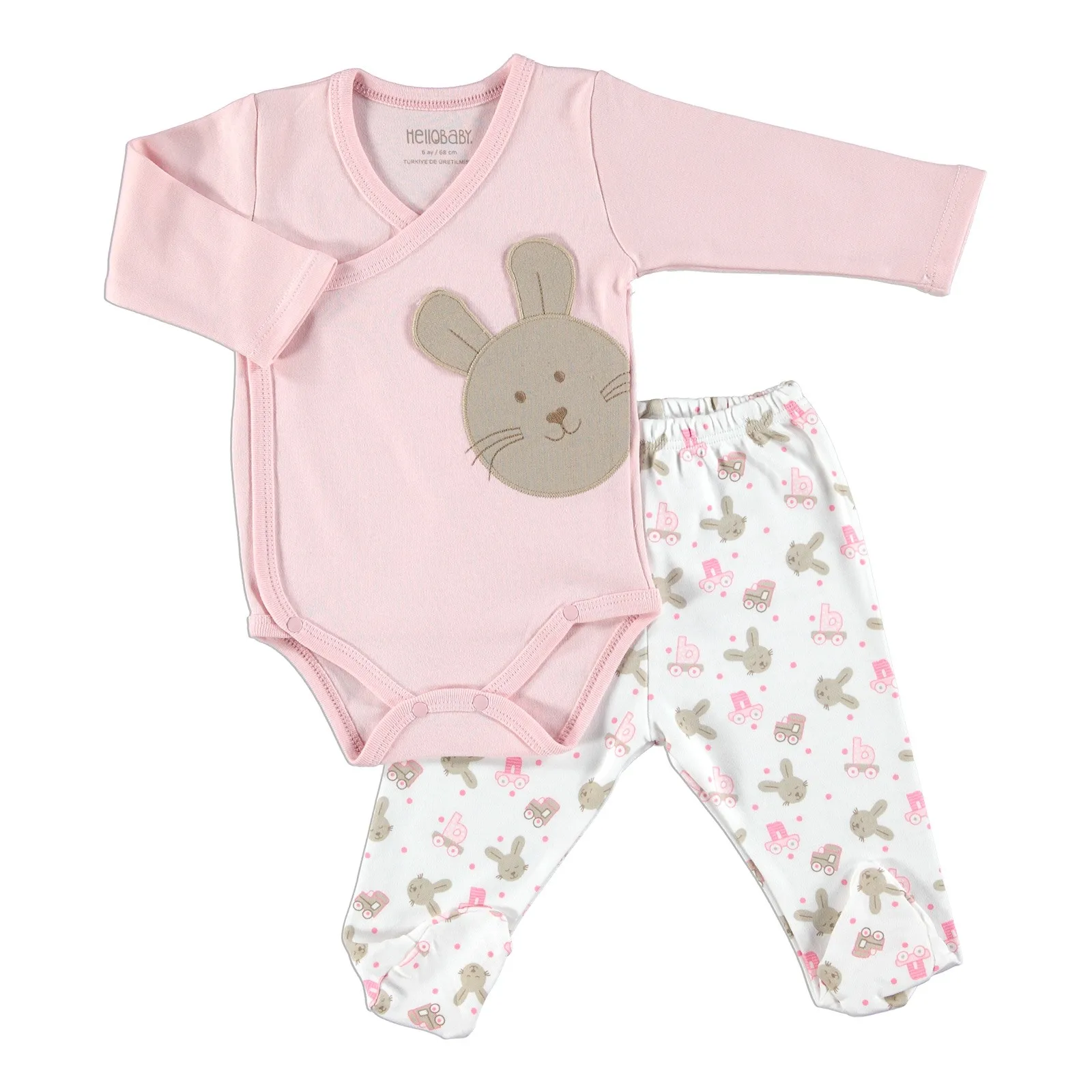 

ebebek HelloBaby Rabbit Theme Baby Bodysuits Footed Trousers Set