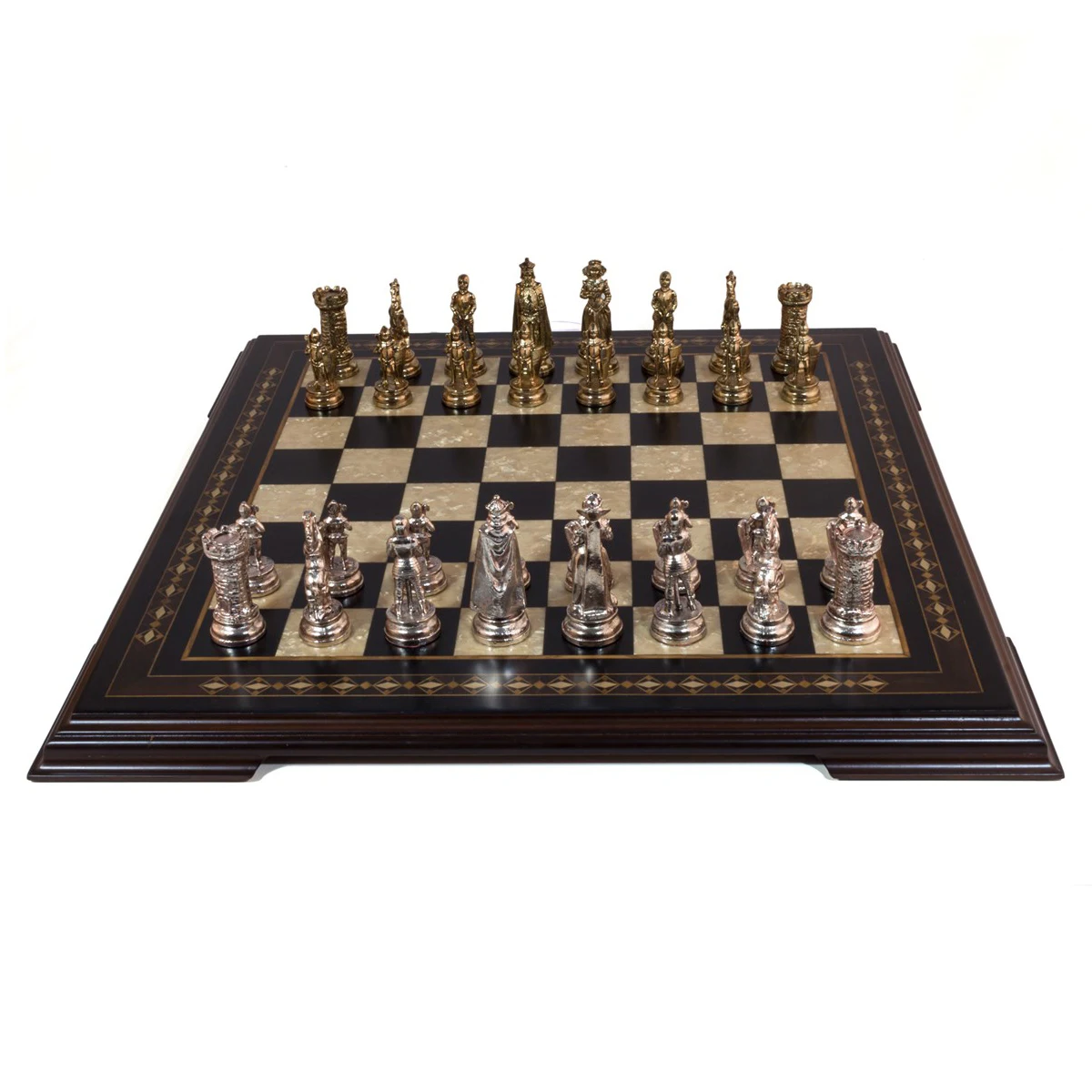 22.5'' Flat Footed Black Chessboard - Solid Beech Wood Mosaic Engraved Chess Board Game Gift Items Deck Box Checkers Шахматы осада или шахматы со смертью роман