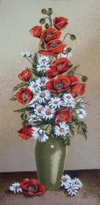 

Tapestry "bouquet of poppies and chamomile" (35x70) in a single frame