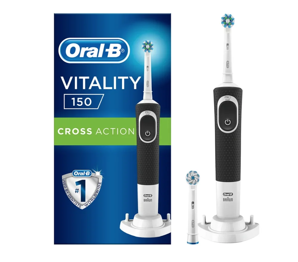 Набор электрической зубной щетки Oral B D150 Vitality Black Cross Action работающий от Braun