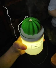 280ML Air Humidifier Soft LED Light Cactus Ultrasonic Aroma Essential Oil Diffuser 