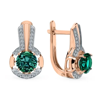 

Gold earrings with emeralds and diamonds sunlight sample 585