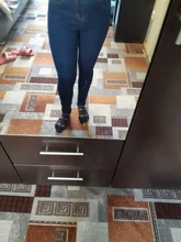 Pantalones vaqueros elásticos de cintura alta para mujer, pitillos hasta el tobillo, ajustados, con realce, color negro y azul, 2020