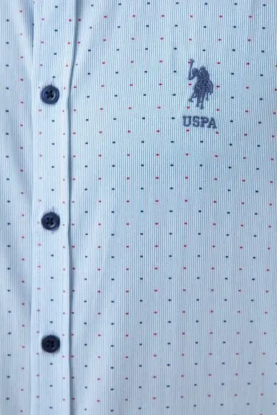 Uss. POLO ASSN. Темно-синяя Облегающая рубашка из Добби