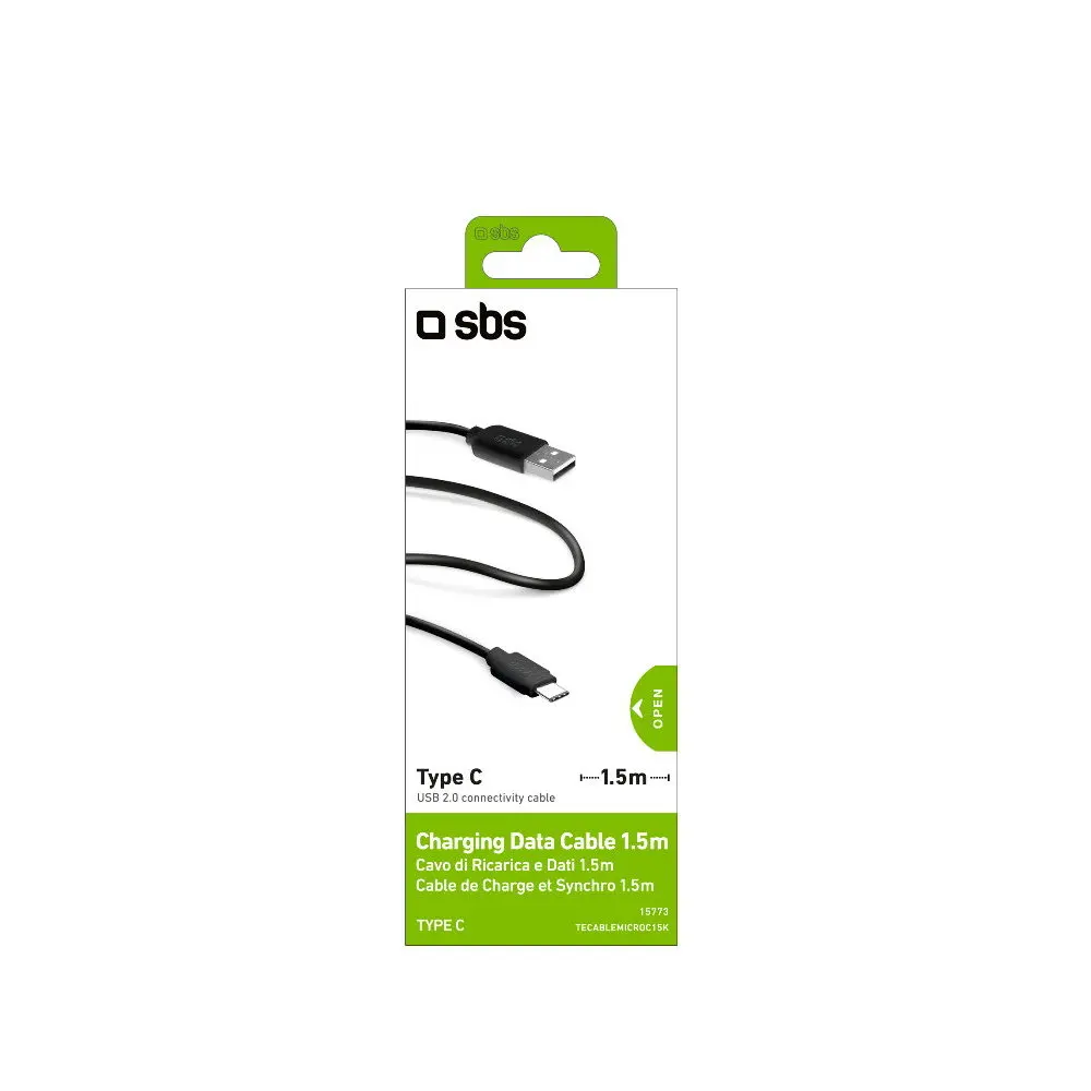Кабель SBS USB/Type C 1,5м, черный(TECABLEMICROC15K