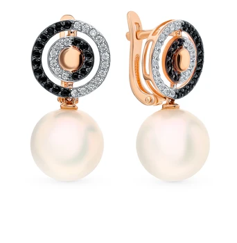 

Gold earrings with cubic zirconia and pearls sunlight sample 585