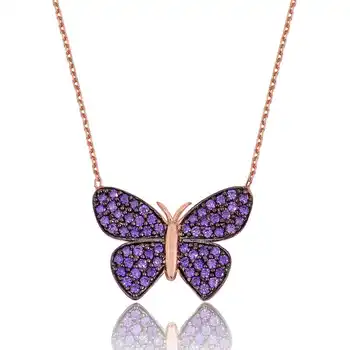 

925 sterling Silver Purple Butterfly Lady Necklace