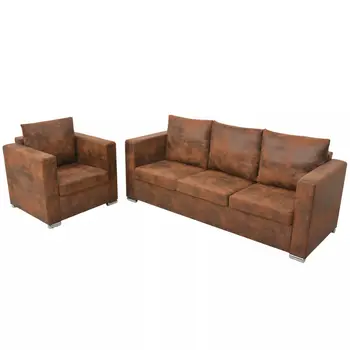 

Sofa Set 2 PCs artificial suede sofa