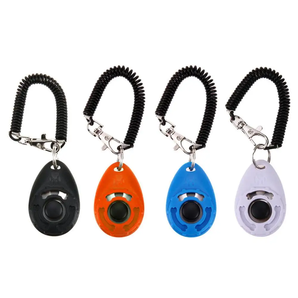 

1Pet Trainer Pet Dog Training Doggy Clicker Sound Key Chain Elastic Wrist Strap 0-20 NF