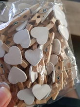 PPYY nuevo-pequeño Mini pinzas de madera para ropa/pinzas decorativas con corazones, blanco